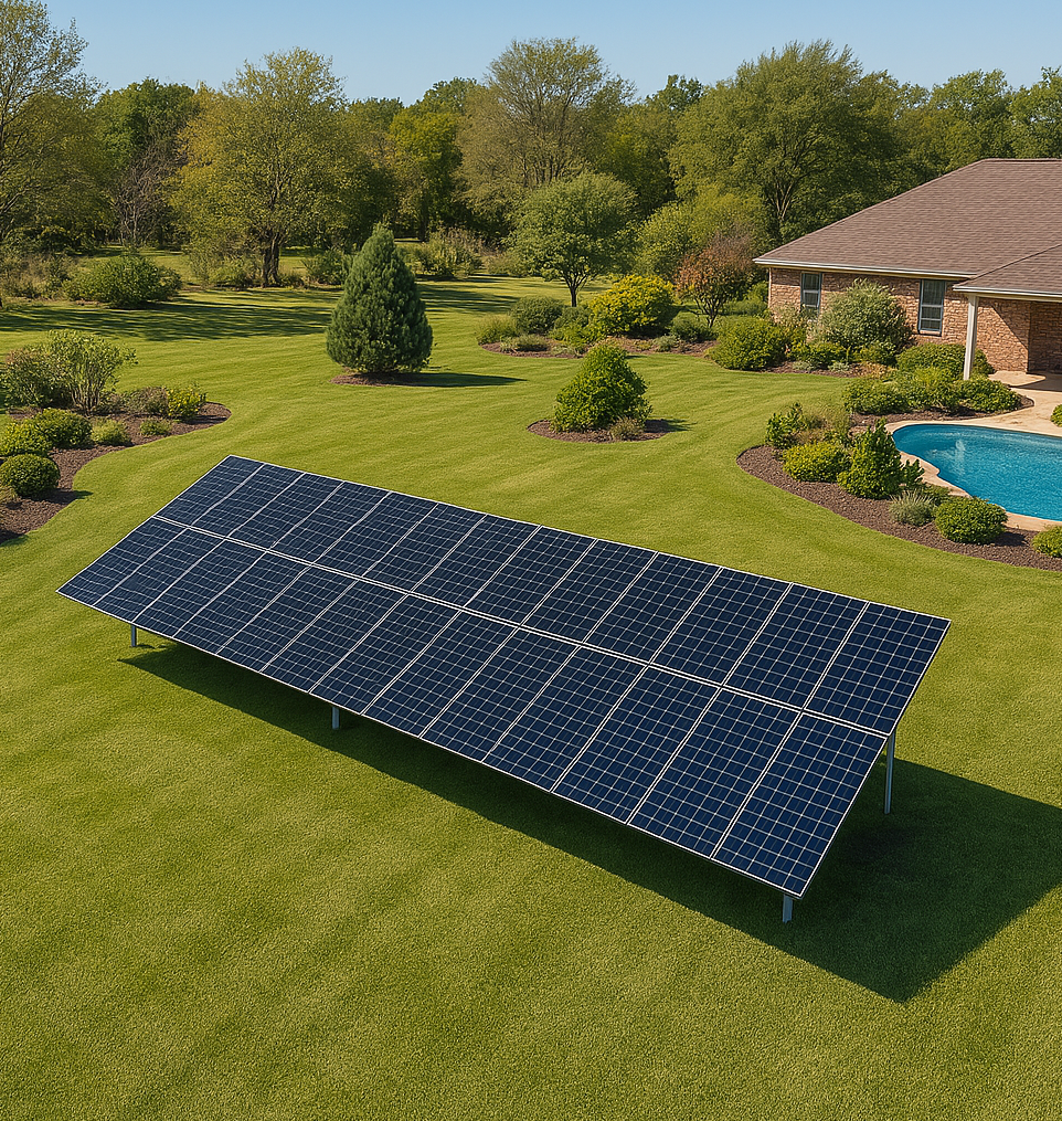 Rural ground mount solar system with open land